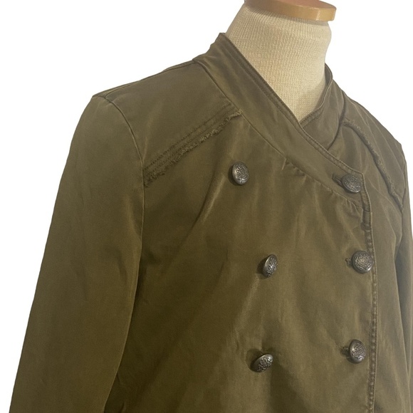 FREE PEOPLE Flared Peplum Hem Moss Green Military Jacket Steampunk Boho Grunge M - Picture 6 of 16